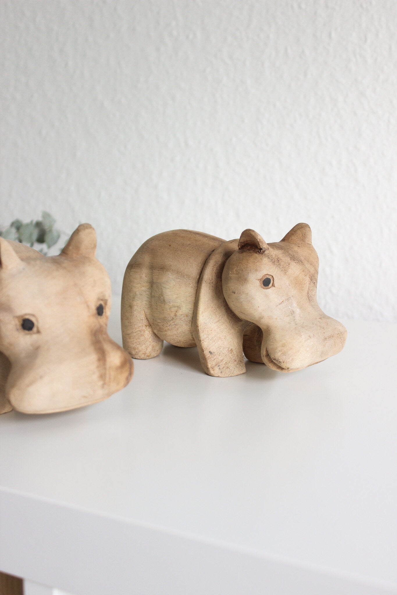 Holz Nilpferd / Holzfigur Hippo / Holztier Nilpferd