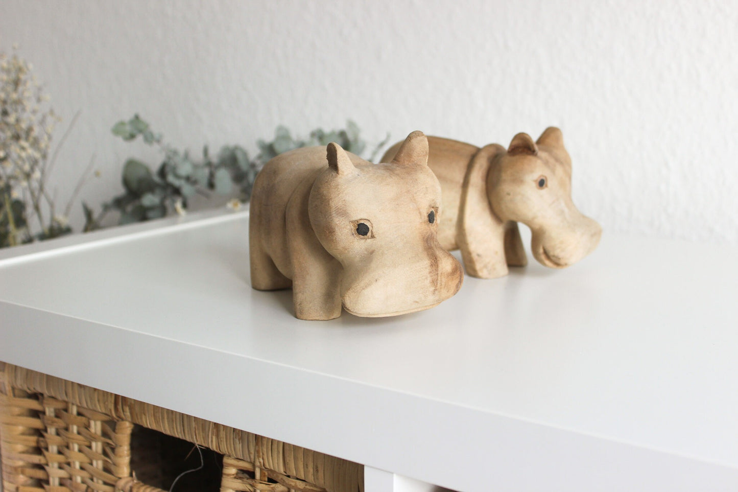 Holz Nilpferd / Holzfigur Hippo / Holztier Nilpferd