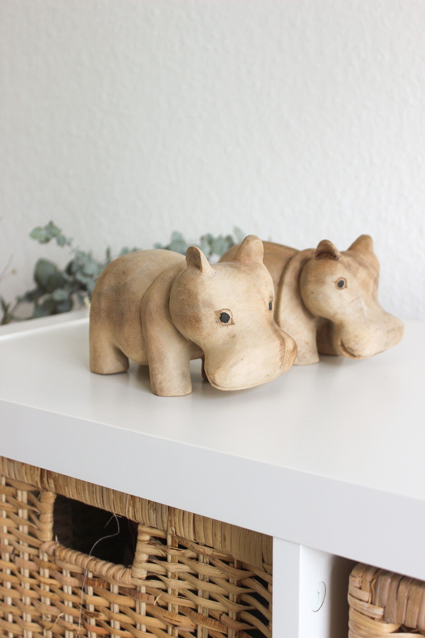 Holz Nilpferd / Holzfigur Hippo / Holztier Nilpferd