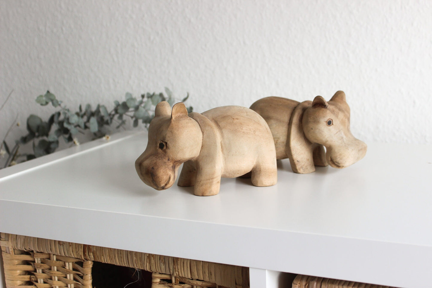 Holz Nilpferd / Holzfigur Hippo / Holztier Nilpferd